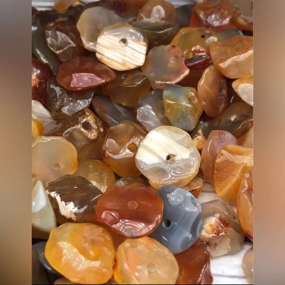 Large Vintage Rough Cut Polished Agate Gemstone Beads DIY Jewelry Making Bundle - Picture 13 of 14